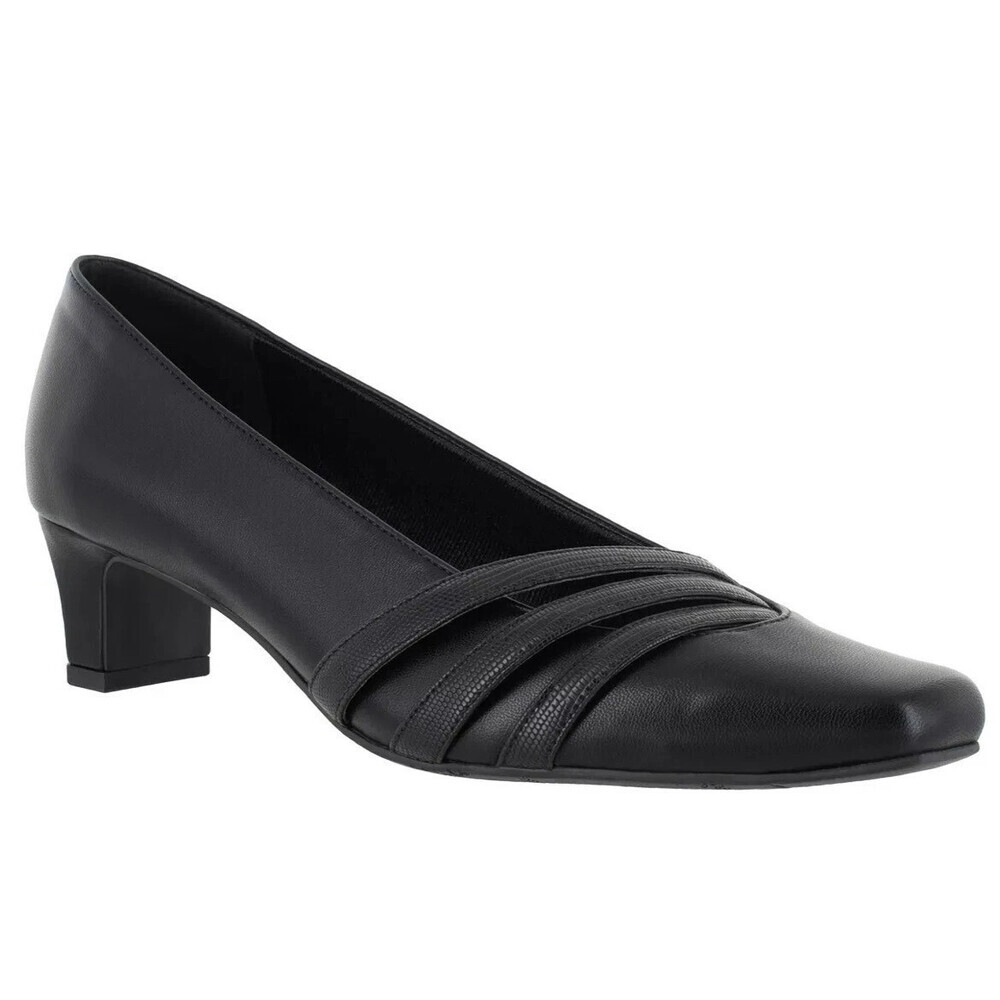 Easy Street Entice Pumps Women's US 9.5 Black Leather Square Toe Slip On LION635